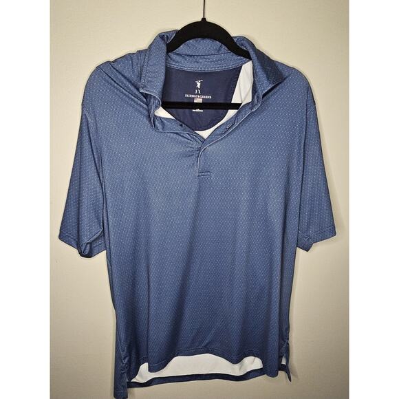 Fairway & Greene Men's Large L Blue Short Sleeve Shirt Collared Polo Made In USA - Picture 1 of 4